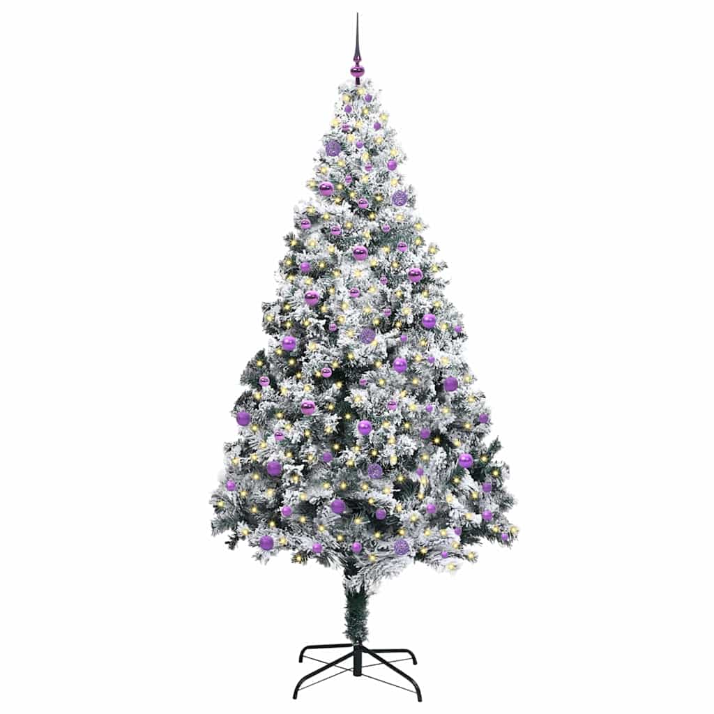 Kunstig juletre med 300 LED Hvit 240 cm PVC og Stål og Plast