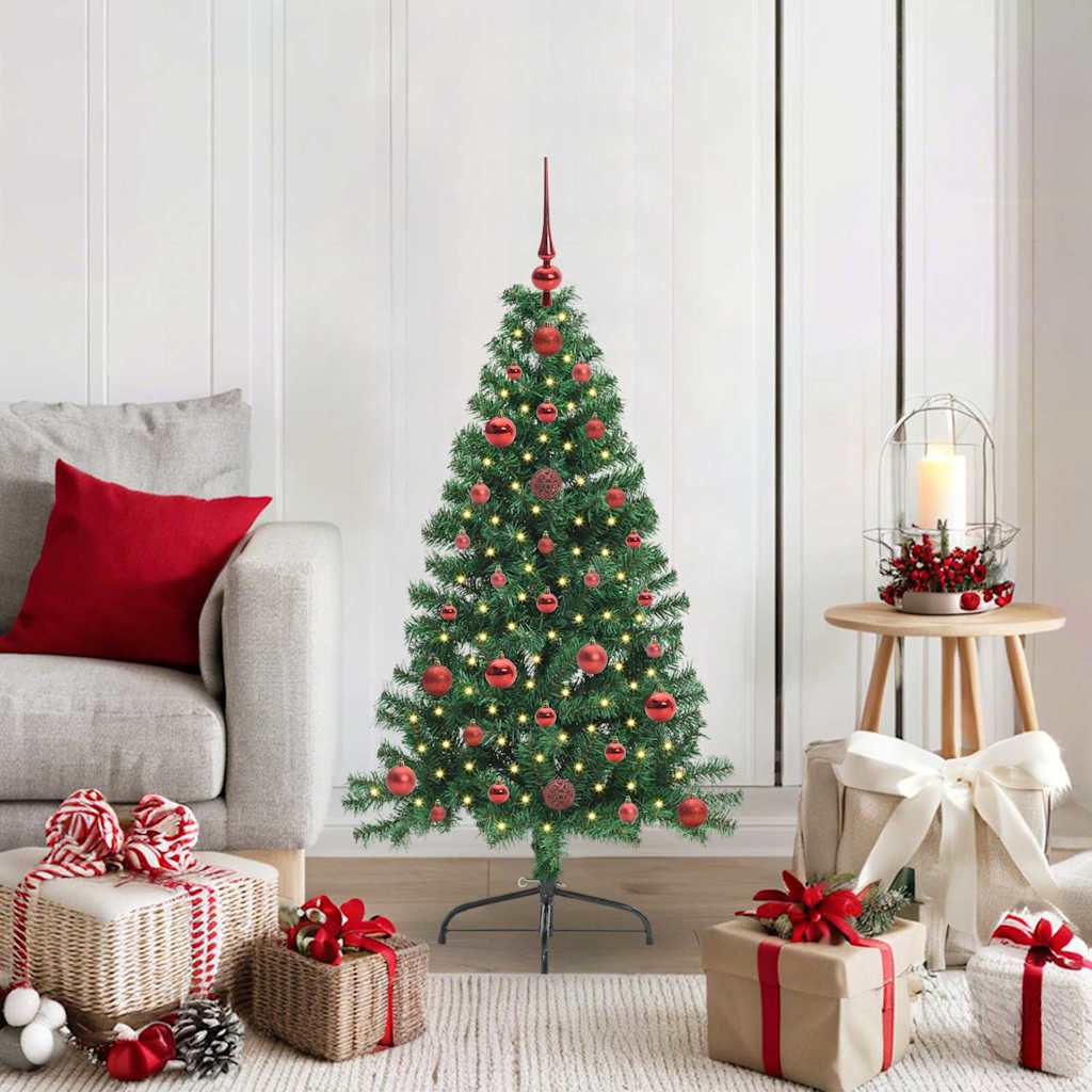 Kunstig Forhåndsopplyst Juletre med 150 LED grønn 120 cm PVC