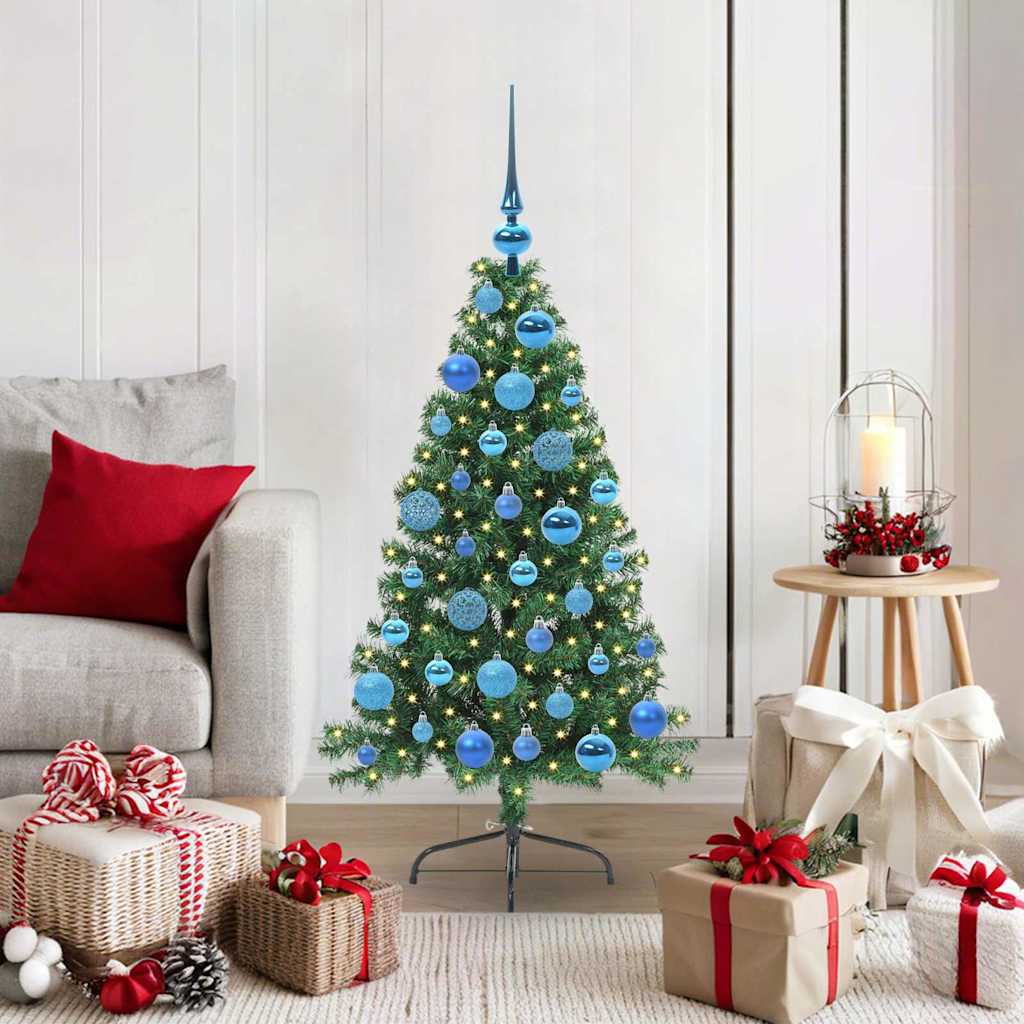 Kunstig Forhåndsopplyst Juletre med 150 LED grønn 120 cm PVC