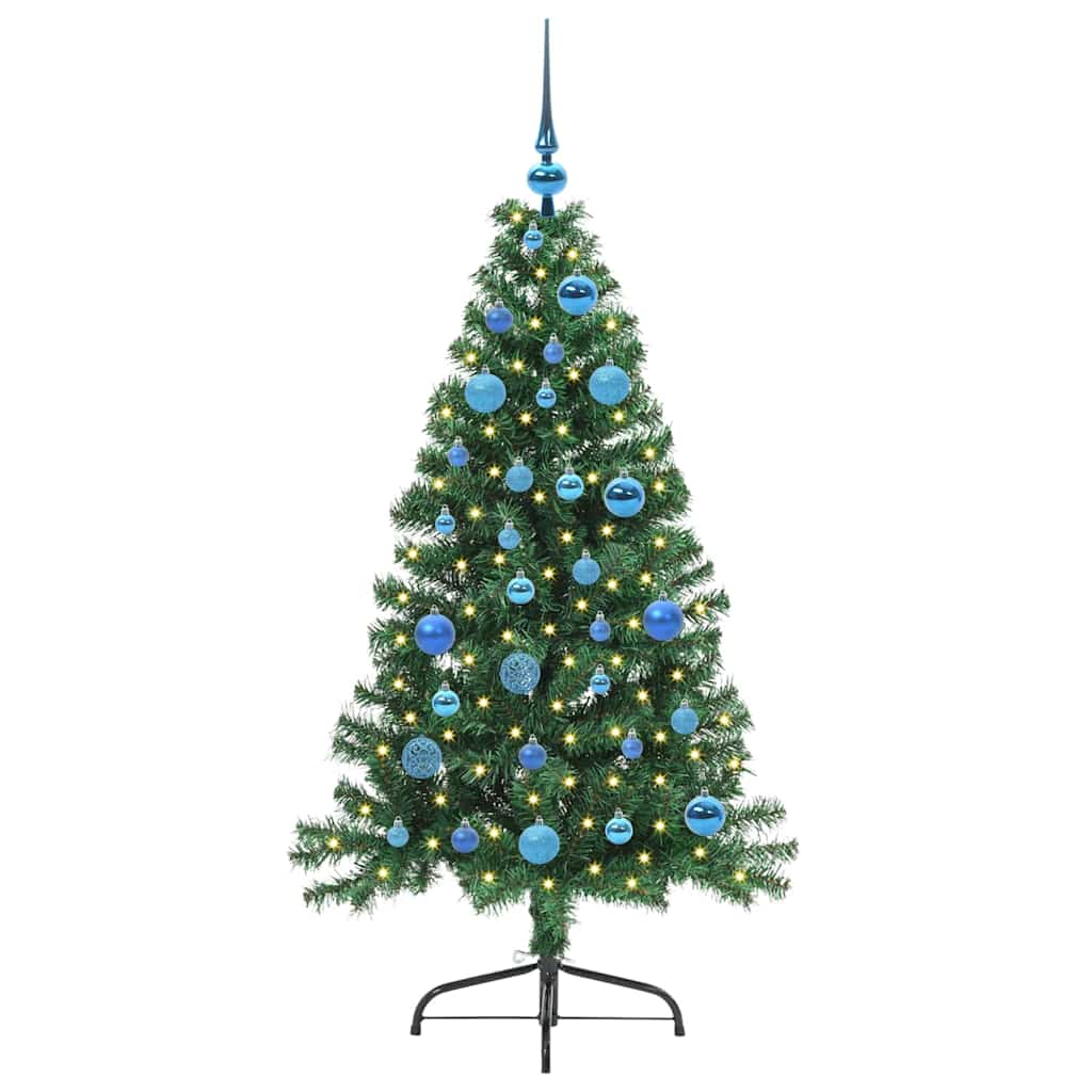 Kunstig Forhåndsopplyst Juletre med 150 LED grønn 150 cm PVC