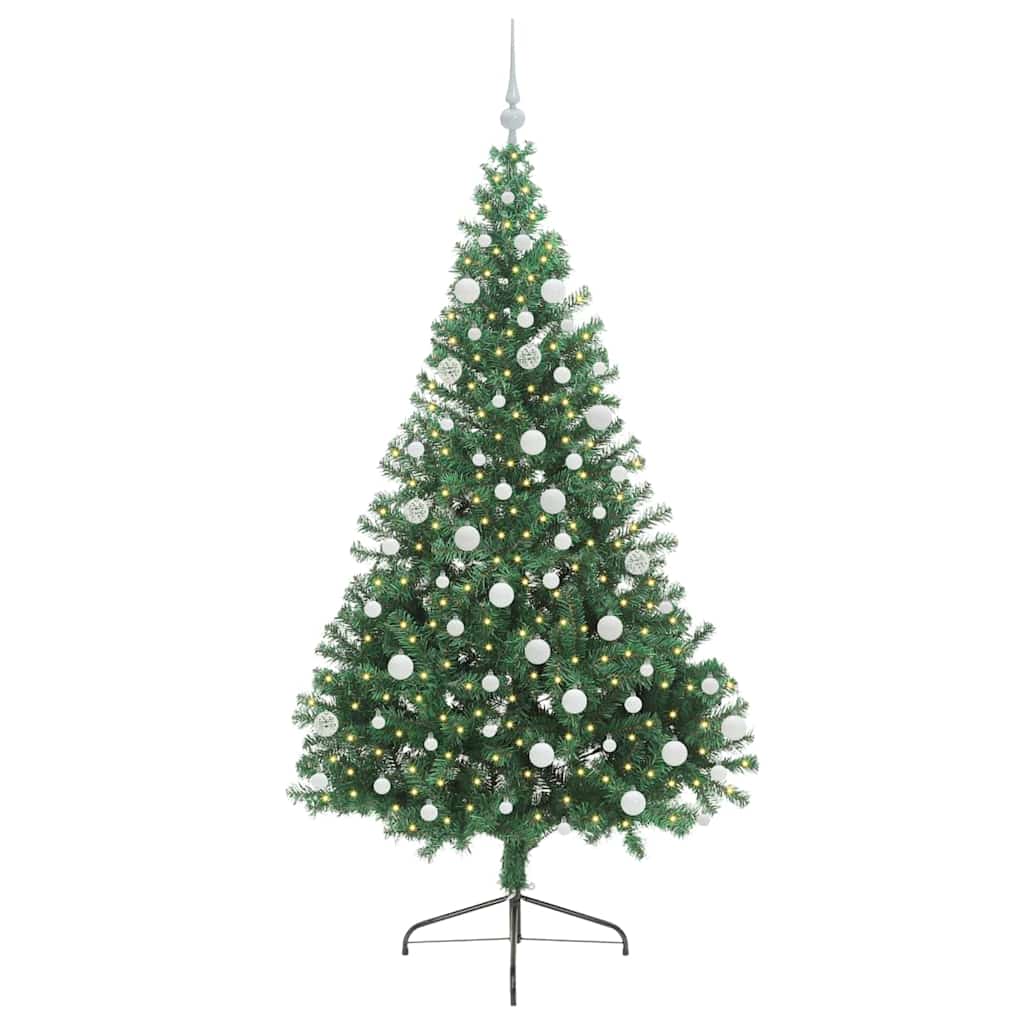 Kunstig Forhåndsopplyst Juletre med 300 LED grønn 180 cm PVC