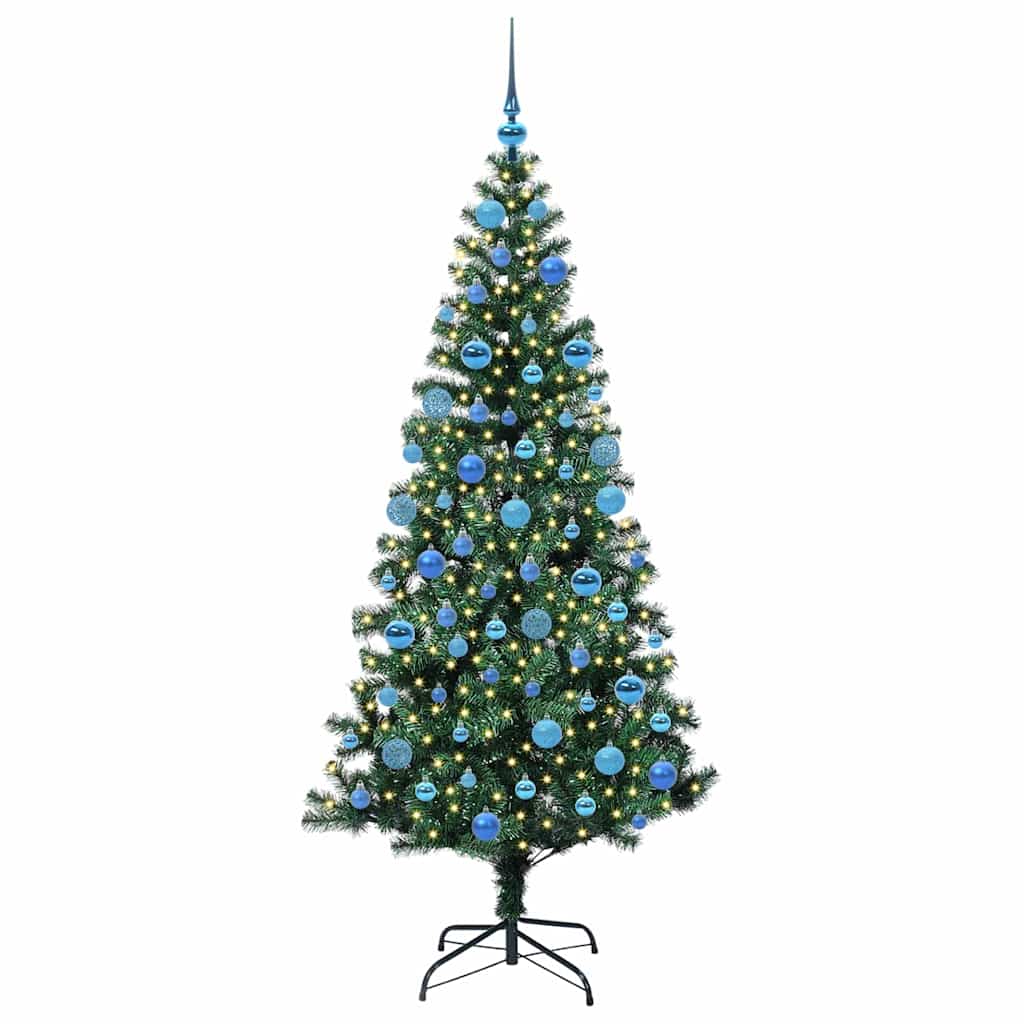 Kunstig Forhåndsopplyst Juletre med 300 LED grønn 180 cm PVC
