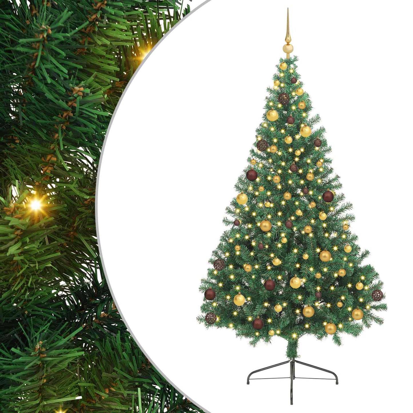 Kunstig Forhåndsopplyst Juletre med 300 LED grønn 210 cm PVC