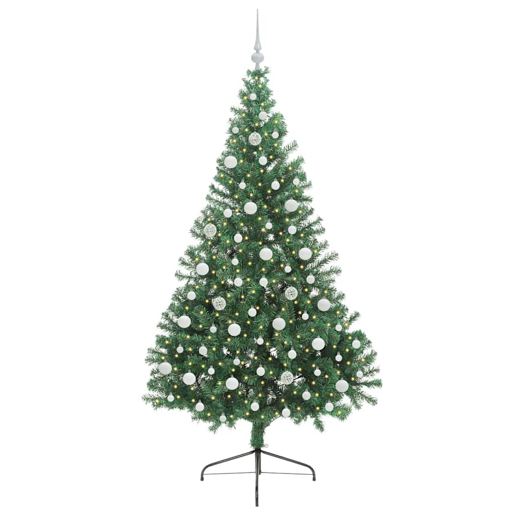 Kunstig Forhåndsopplyst Juletre med 300 LED grønn 210 cm PVC