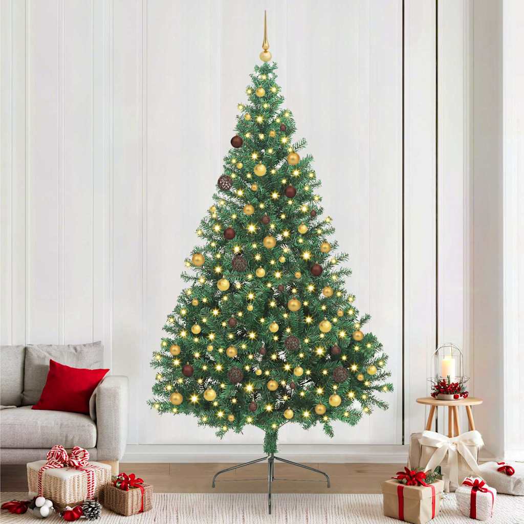 Kunstig Forhåndsopplyst Juletre med 300 LED grønn 240 cm PVC