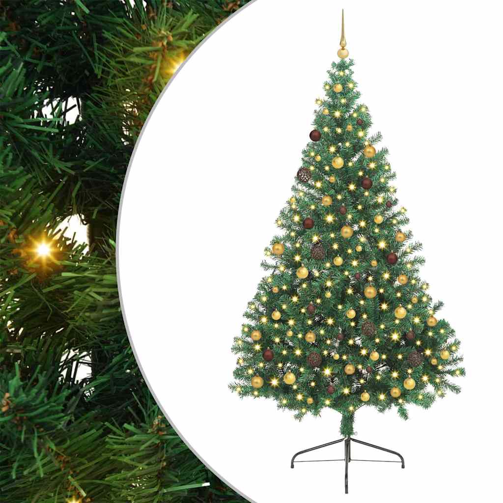 Kunstig Forhåndsopplyst Juletre med 300 LED grønn 240 cm PVC