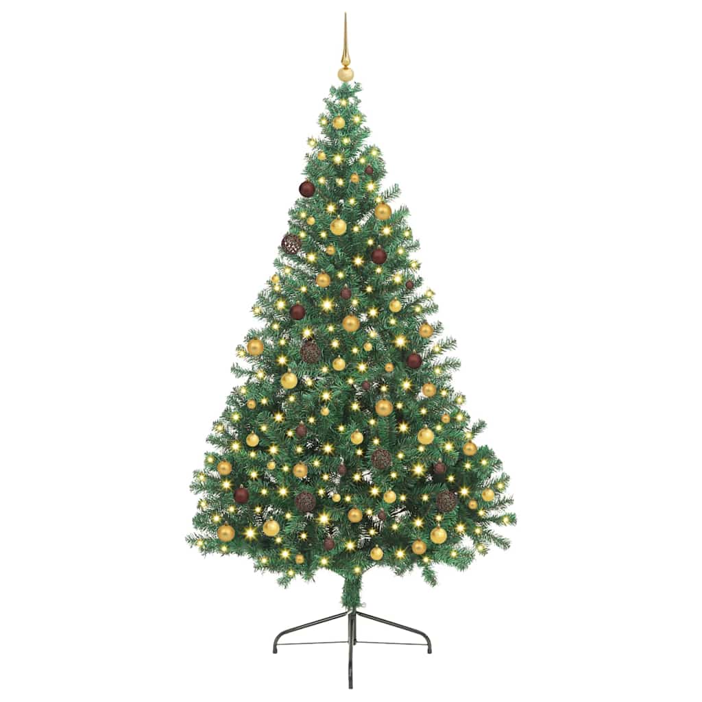 Kunstig Forhåndsopplyst Juletre med 300 LED grønn 240 cm PVC