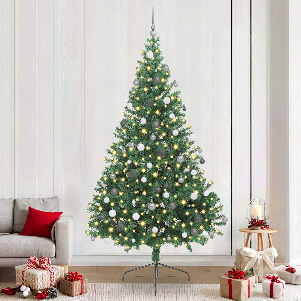Kunstig Forhåndsopplyst Juletre med 300 LED grønn 240 cm PVC
