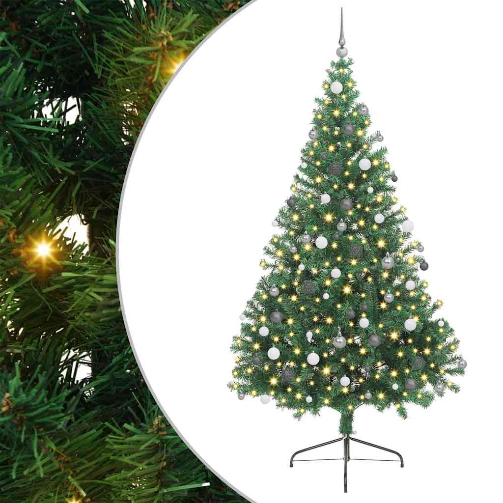 Kunstig Forhåndsopplyst Juletre med 300 LED grønn 240 cm PVC