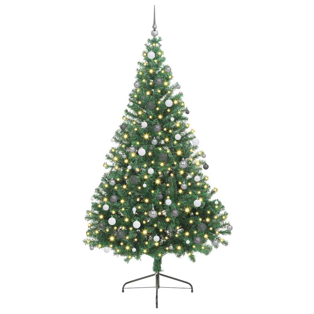 Kunstig Forhåndsopplyst Juletre med 300 LED grønn 240 cm PVC