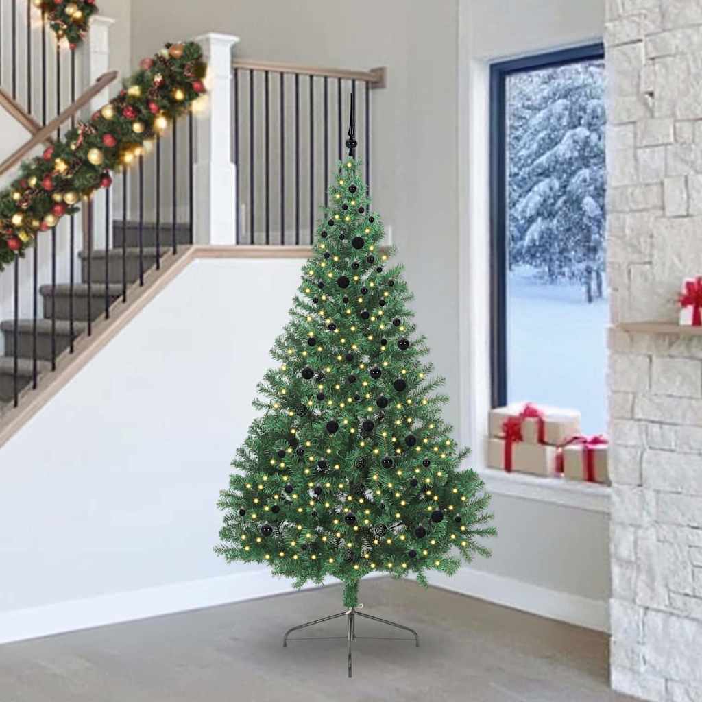Kunstig Forhåndsopplyst Juletre med 300 LED grønn 240 cm PVC