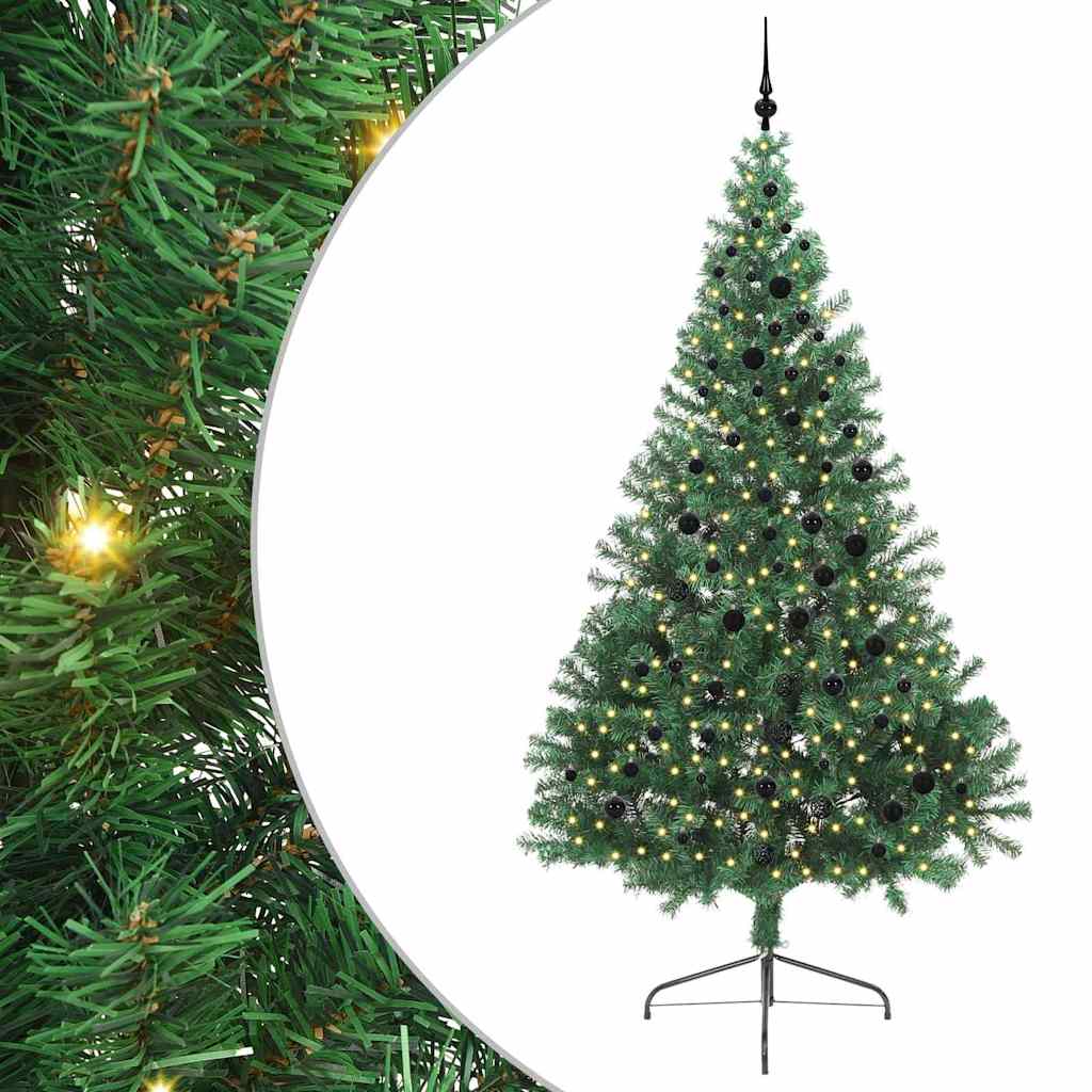 Kunstig Forhåndsopplyst Juletre med 300 LED grønn 240 cm PVC