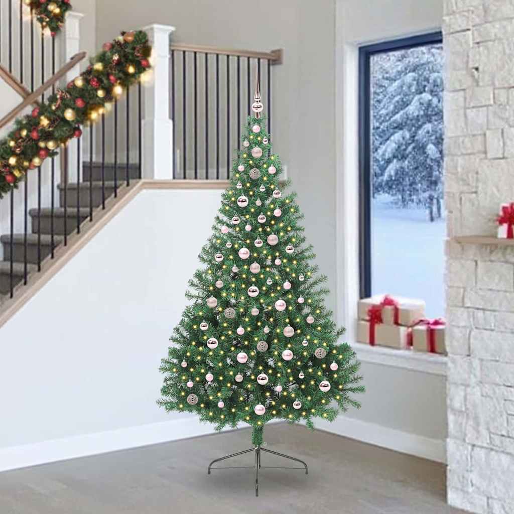 Kunstig Forhåndsopplyst Juletre med 300 LED grønn 240 cm PVC