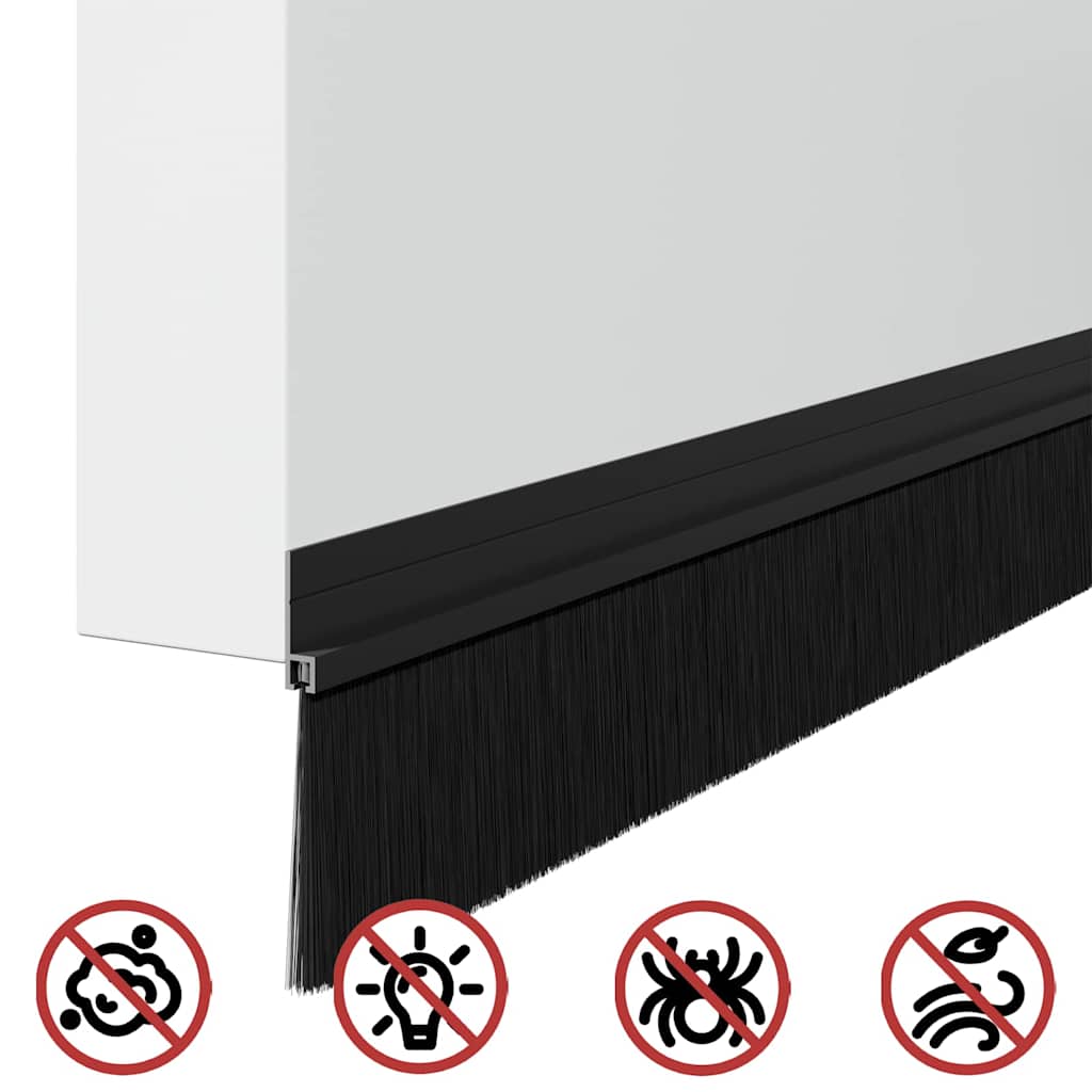 Selvhäftende dørbørstetninger 2 pcs Svart 100 cm