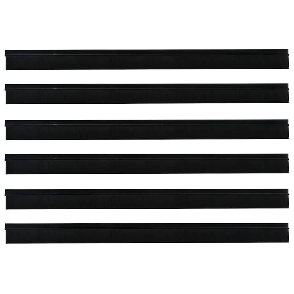 Selvhäftende dørbørstetninger 6 pcs Svart 100 cm