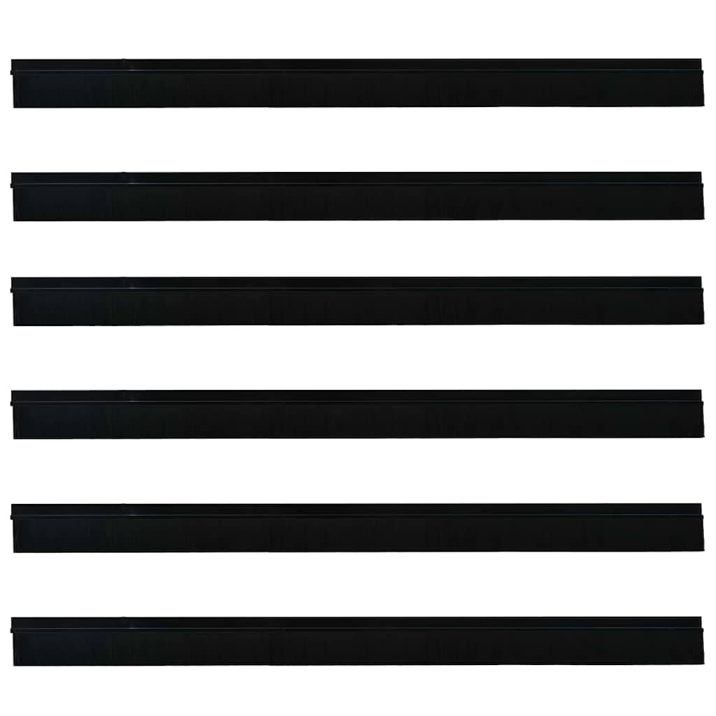 Selvhäftende dørbørstetninger 6 pcs Svart 100 cm