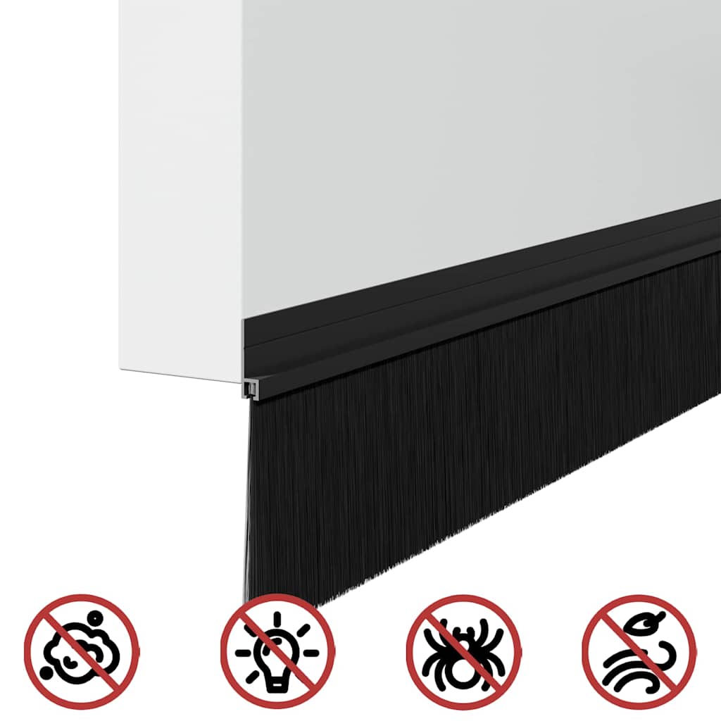Selvhäftende dørbørstetninger 12 pcs Svart 100 cm