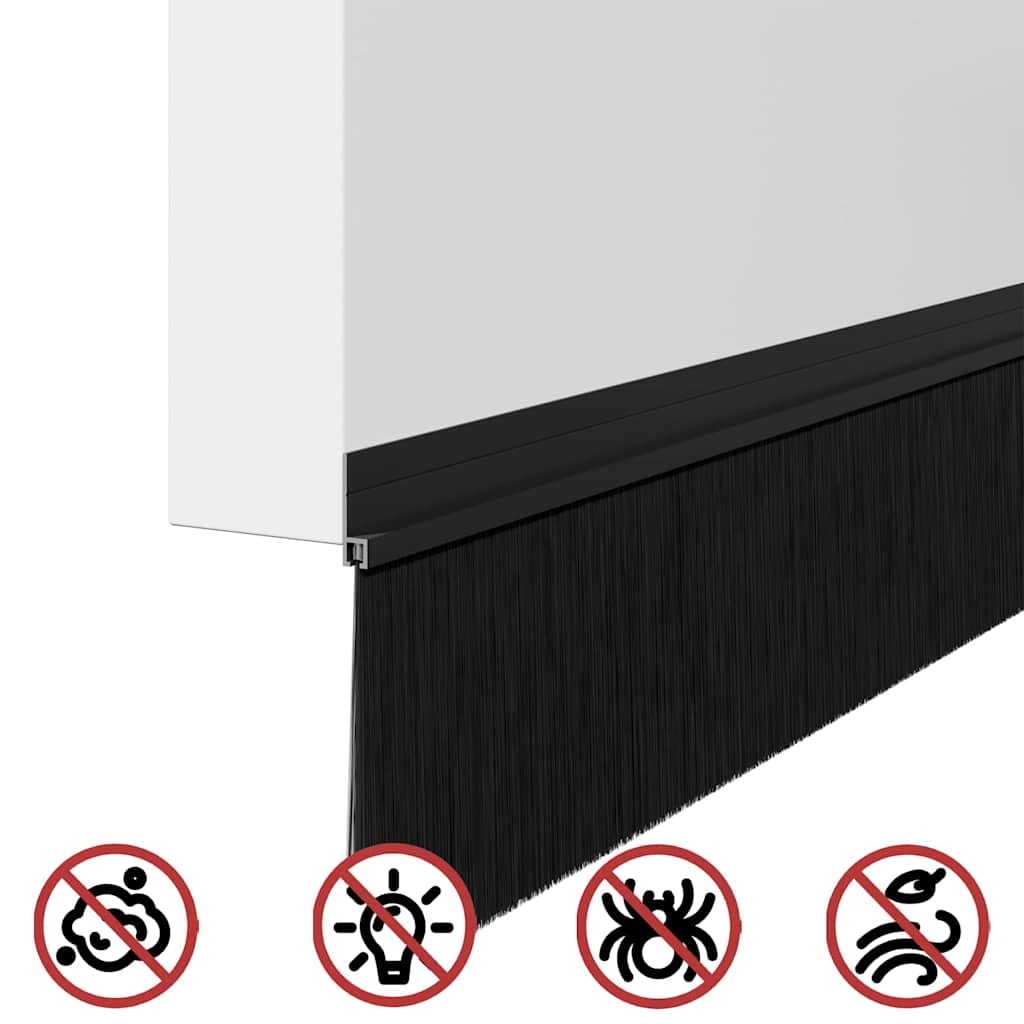 Selvhäftende dørbørstetninger 12 pcs Svart 100 cm