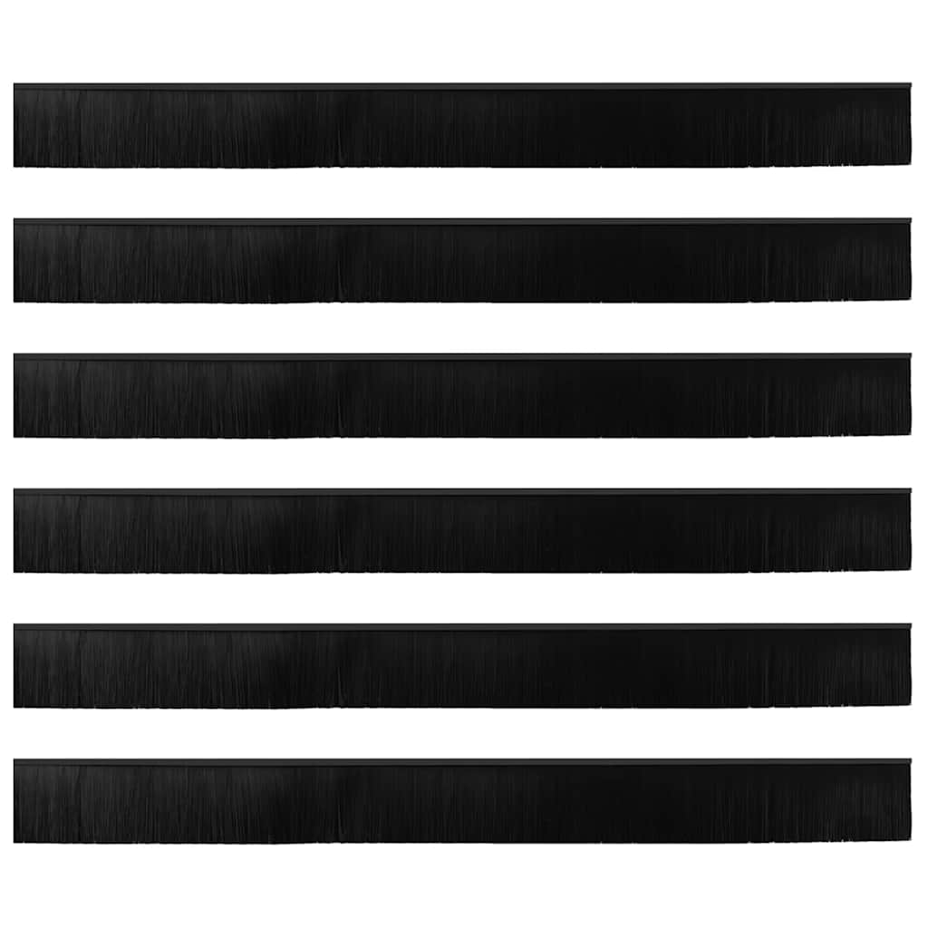 Selvhäftende dørbørstetninger 6 pcs Svart 100 cm