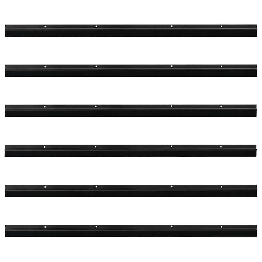 Skru-på dørbørste tetninger 6 pcs Svart 100 cm
