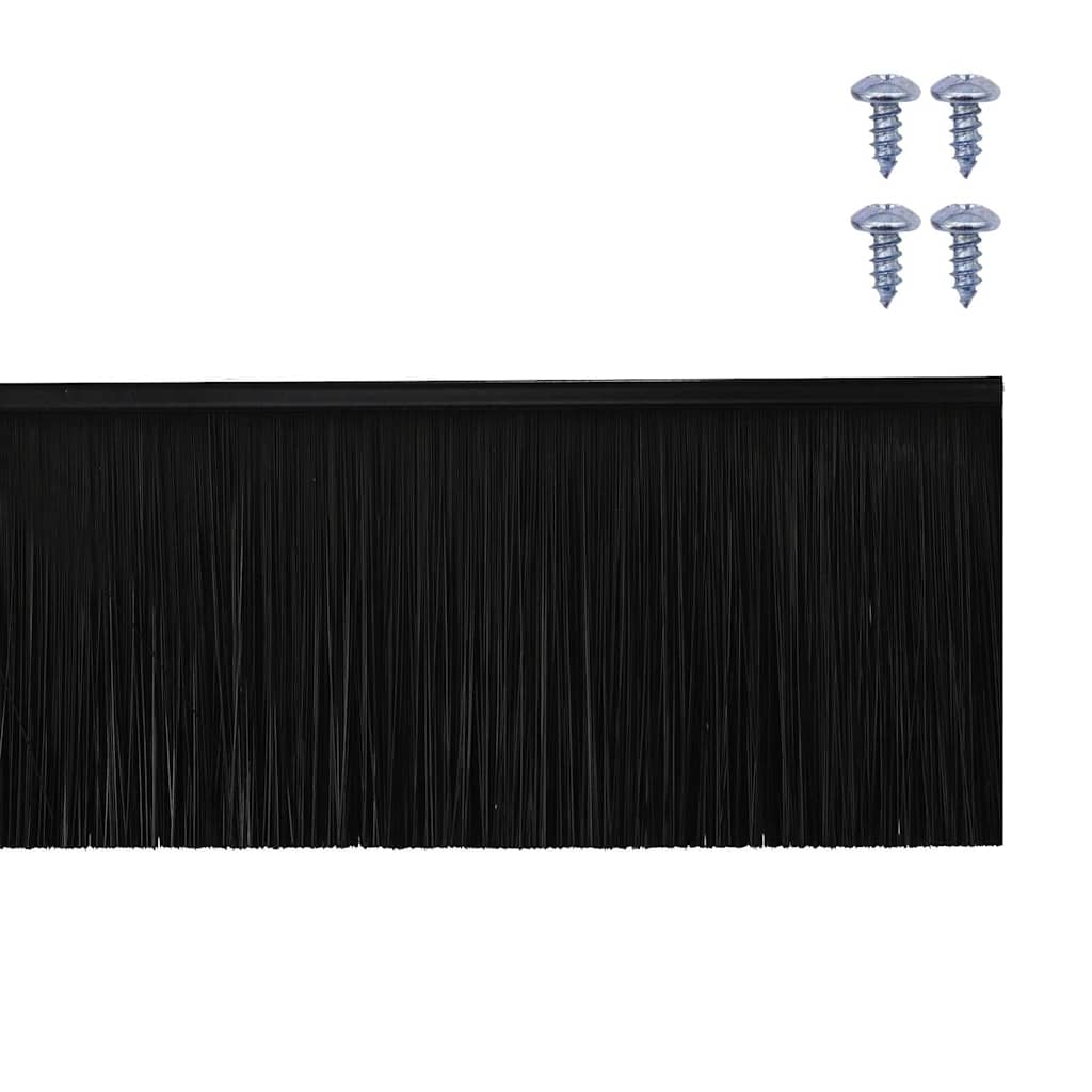 Skru-på dørbørste tetninger 2 pcs Svart 100 cm