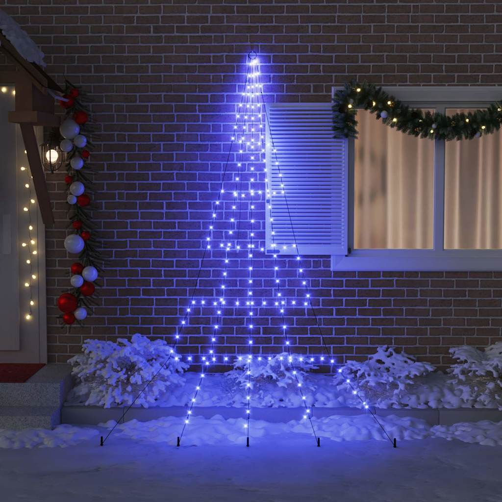 LED Juletre med Bakkepler med 168 LED Blå 306 cm Metall