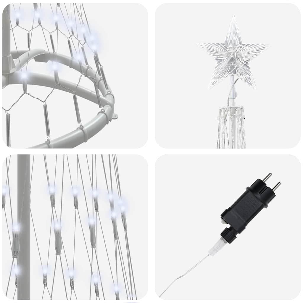 LED juletre med 230 LED Kaldhvit 51 x 51 x 190 cm Metall