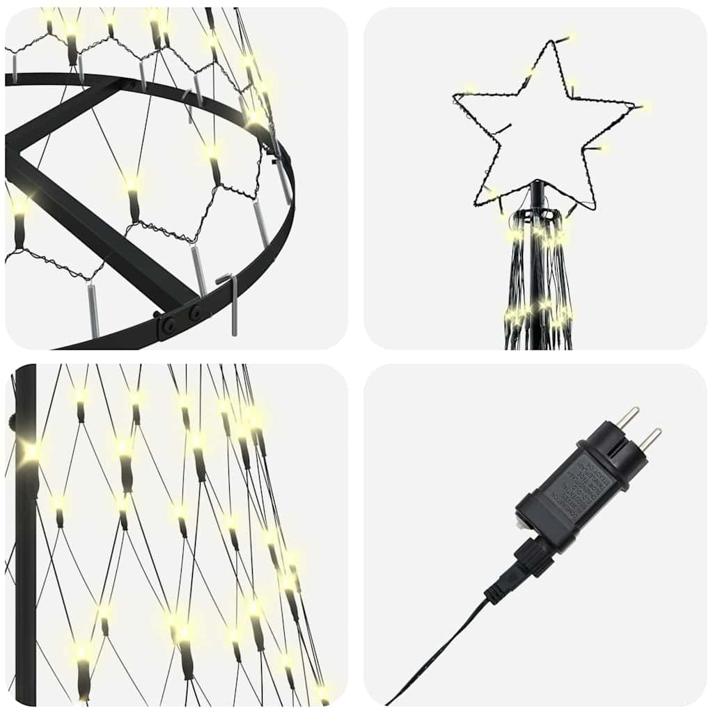 LED juletre med 230 LED Varmhvit 71 x 71 x 184.5 cm Metall