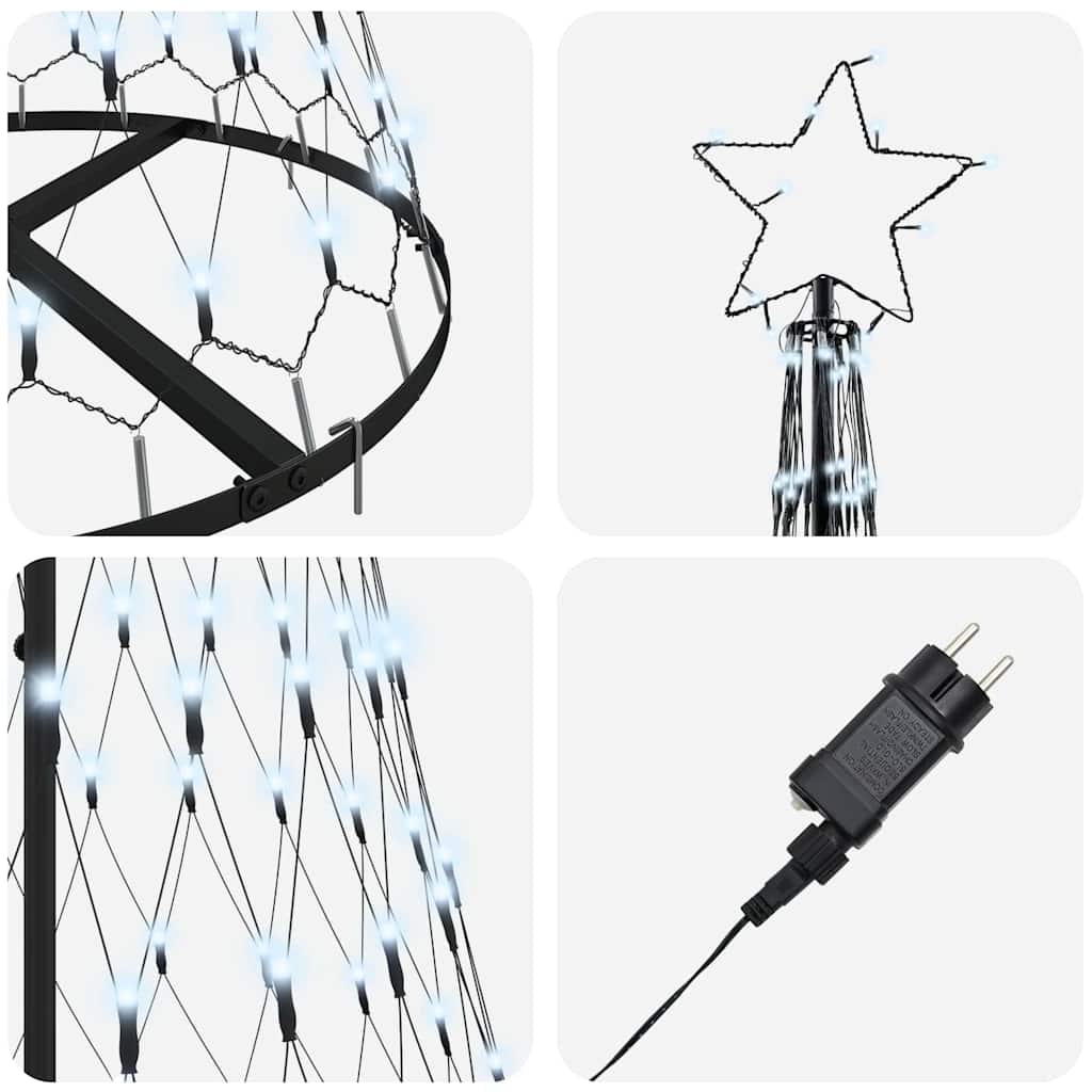 LED juletre med 230 LED Kaldhvit 71 x 71 x 184.5 cm Metall
