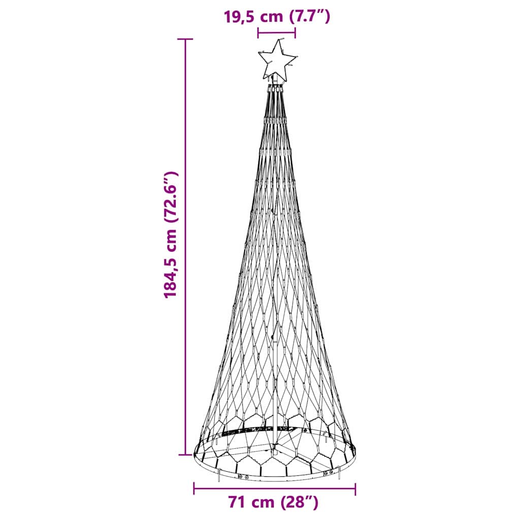 LED juletre med 230 LED Flerfarget 71 x 71 x 184.5 cm Metall