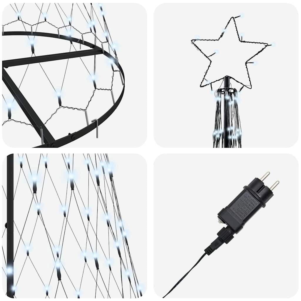 LED juletre med 290 LED Kaldhvit 100 x 100 x 250 cm Metall