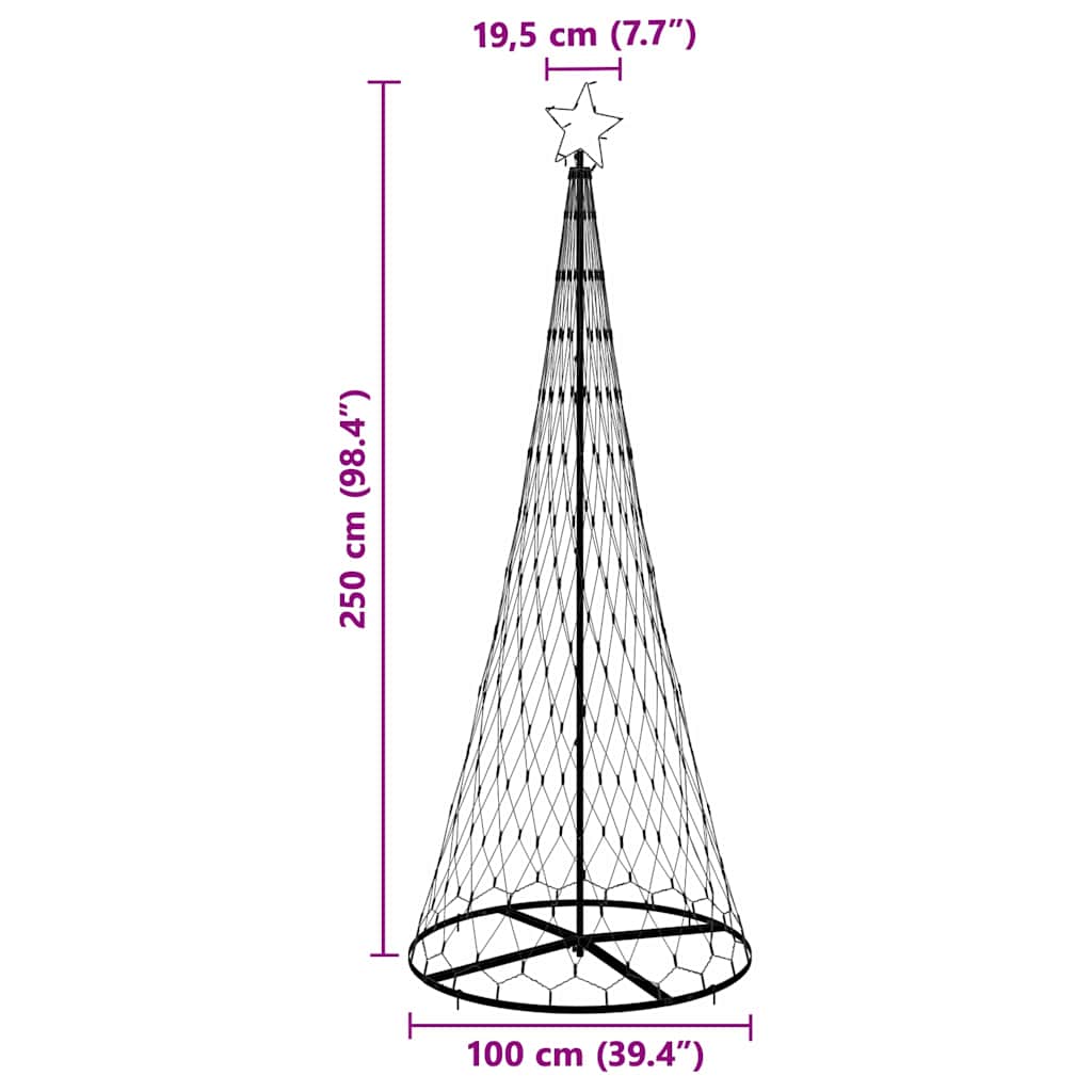 LED juletre med 290 LED Kaldhvit 100 x 100 x 250 cm Metall