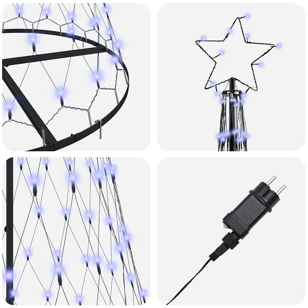 LED juletre med 290 LED Blå 100 x 100 x 250 cm Metall