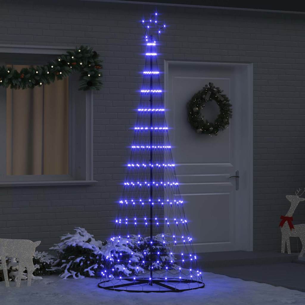 LED juletre med 295 LED med stativ Blå 250 cm Metall