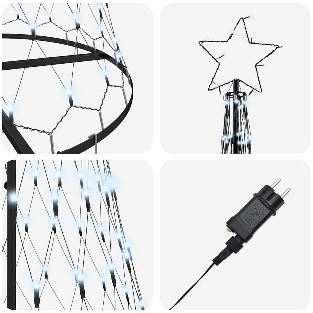 LED juletre med stativ Kaldhvit 100.5 x 100.5 x 302.5 cm Metall