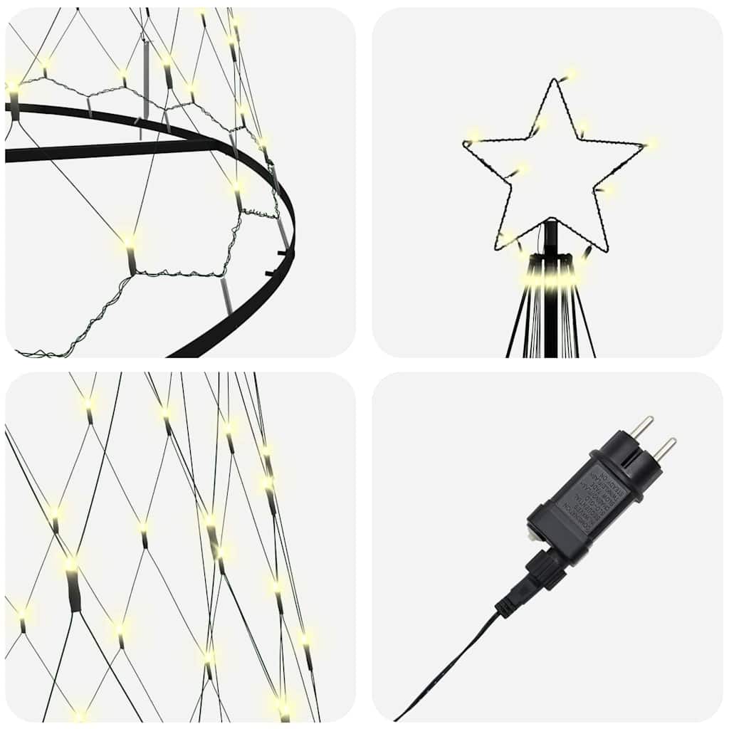 LED juletre med 450 LED Varmhvit 138.5 x 138.5 x 399 cm Metall