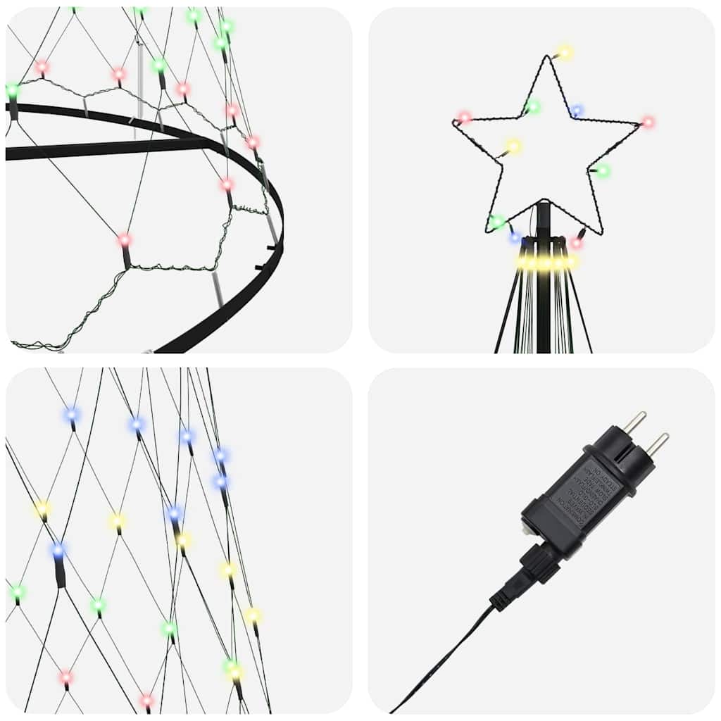LED juletre med 455 LED med stativ Flerfarget 399 cm Metall