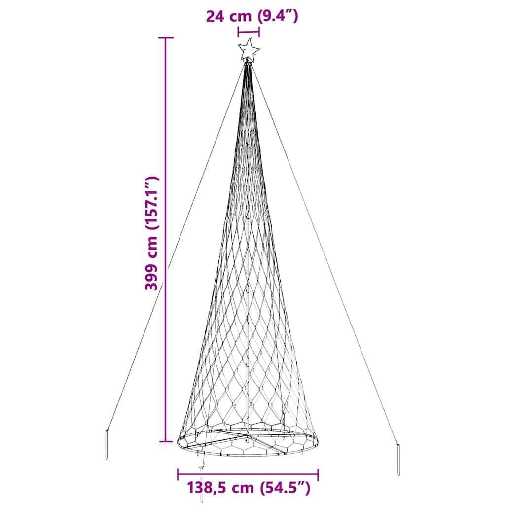 LED juletre med stativ Flerfarget 138.5 x 138.5 x 399 cm Metall