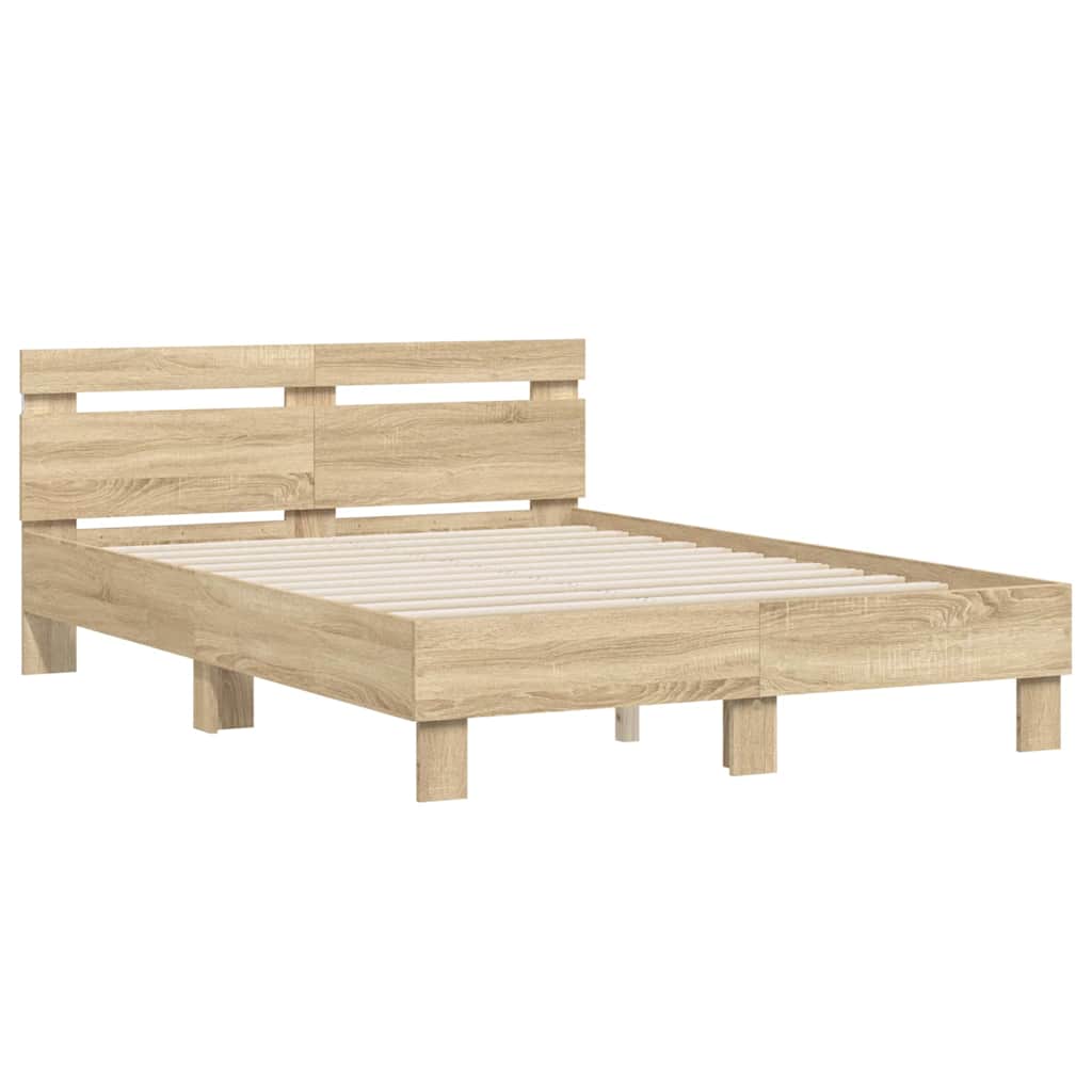 Sengestamme med LED Sonoma 137 x 190 cm Konstruert tre