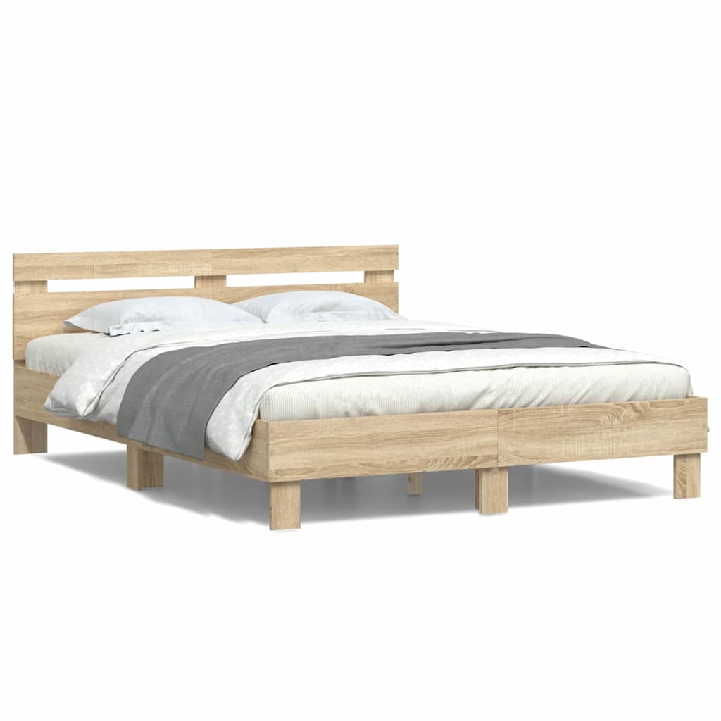 Sengestamme med LED Sonoma 152 x 203 cm Konstruert tre