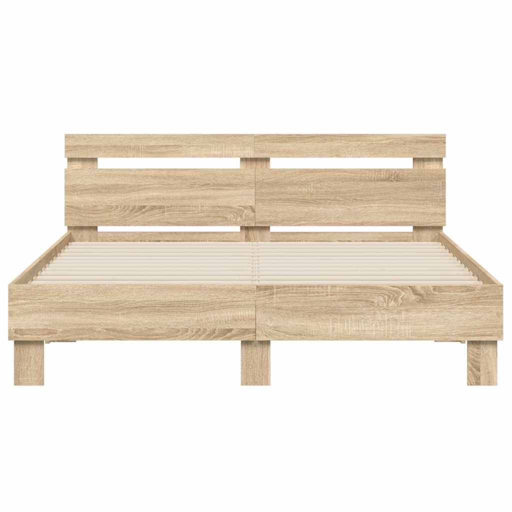 Sengestamme med LED Sonoma 152 x 203 cm Konstruert tre