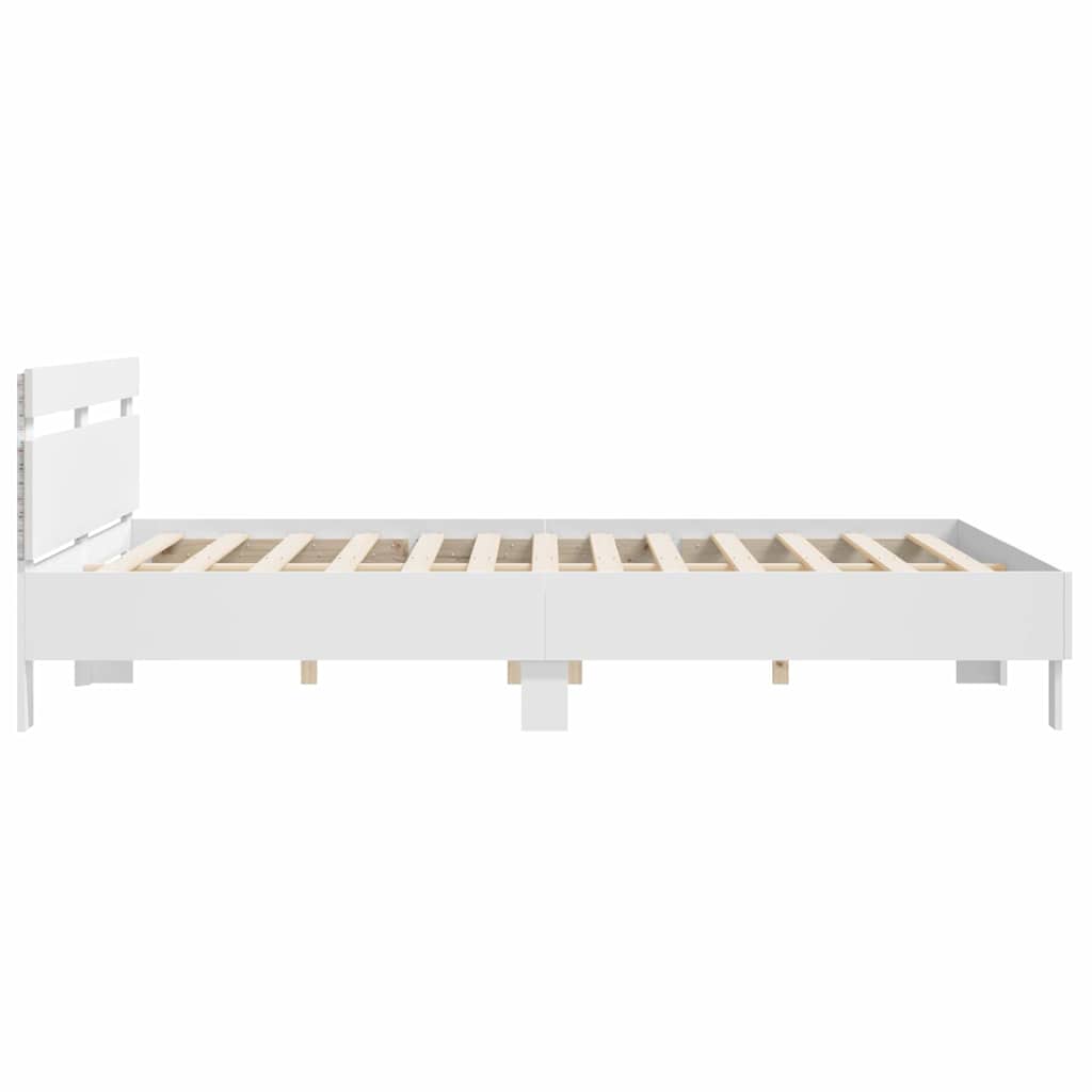 Sengestamme med LED Hvit 193 x 203 cm Konstruert tre