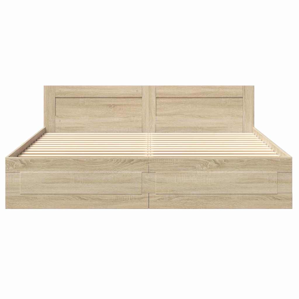 Sengestamme med skuff 2 pcs Sonoma 193 x 203 cm Konstruert tre