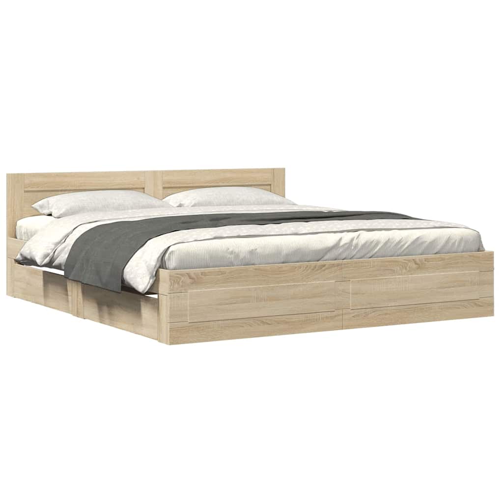 Sengestamme med skuff 2 pcs Sonoma 193 x 203 cm Konstruert tre