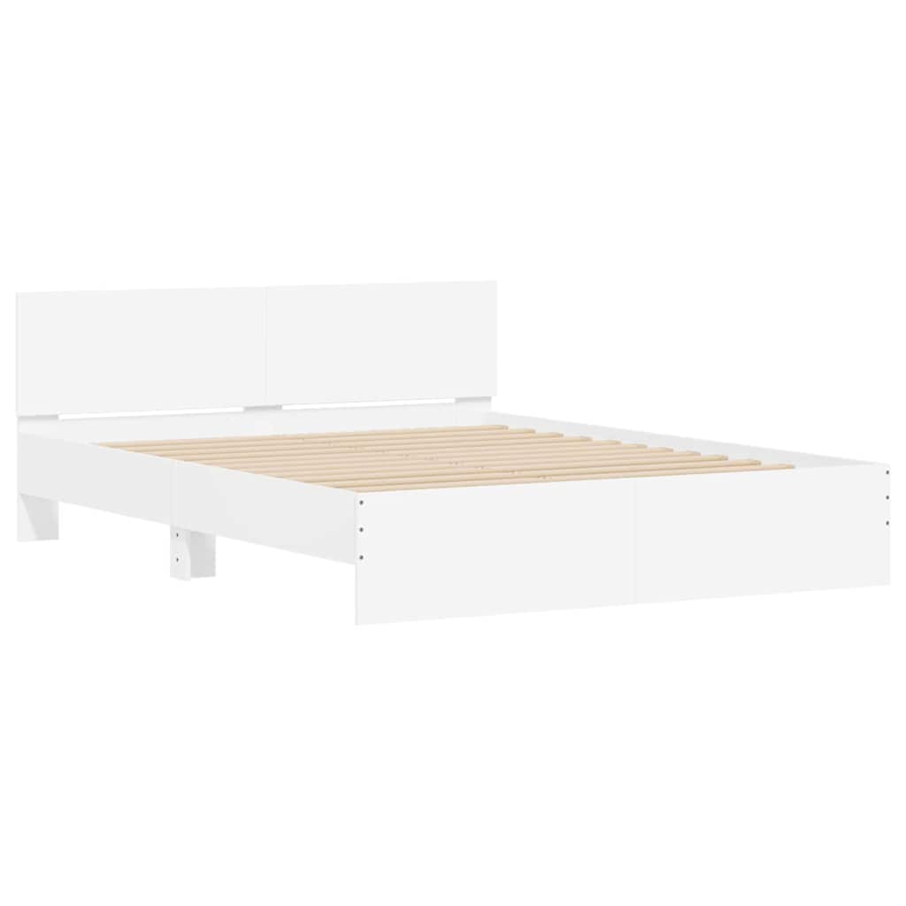Sengestamme med hodegatt Hvit 152 x 203 cm Konstruert tre