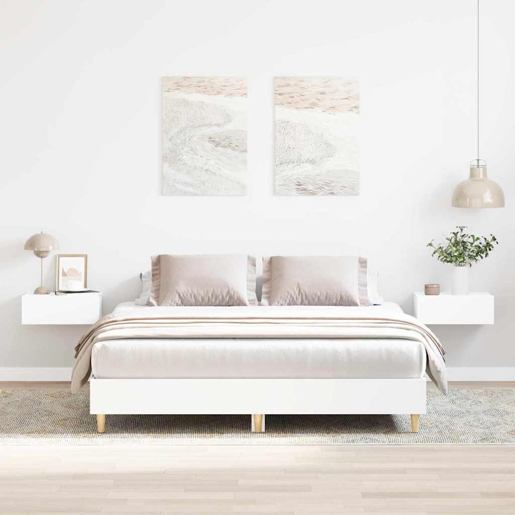 Sengestamme 2 pcs Hvit 152 x 203 cm Konstruert tre