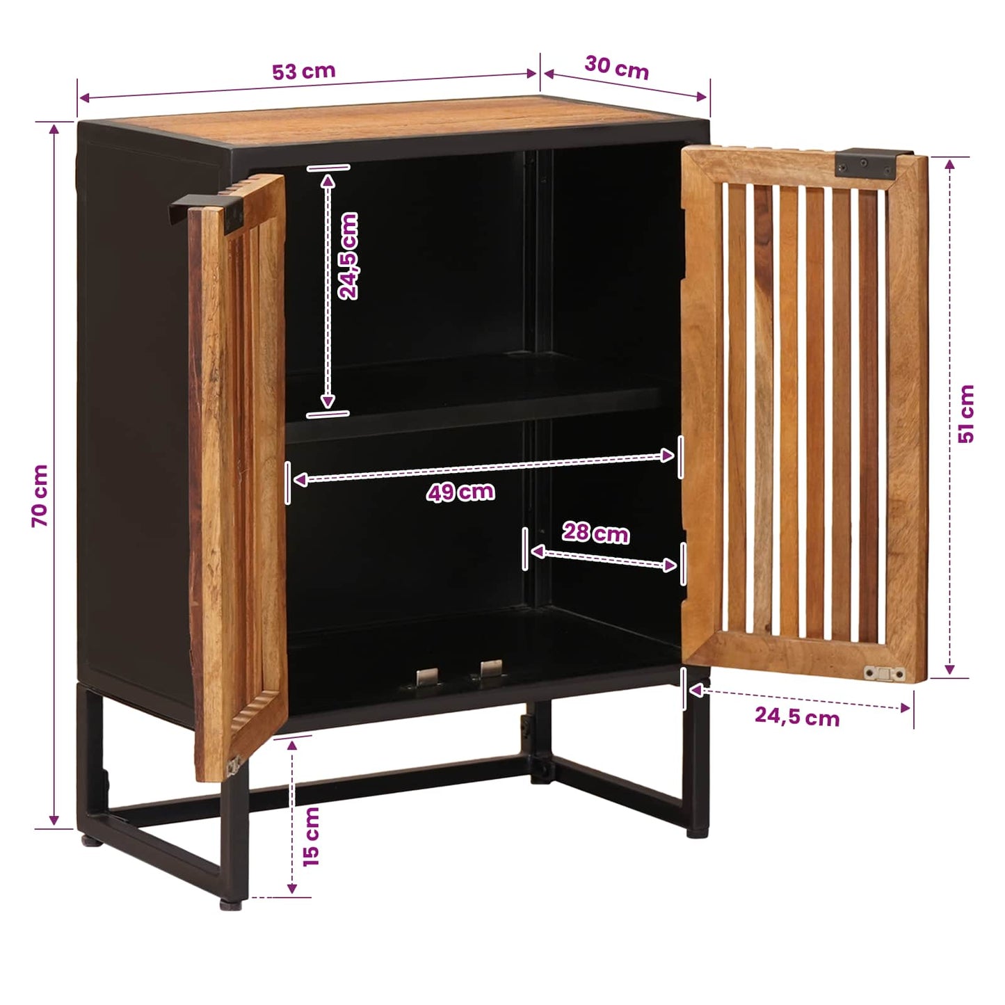 Serviesskap 53 x 30 x 70 cm Massivt mango tre og konstruert tre