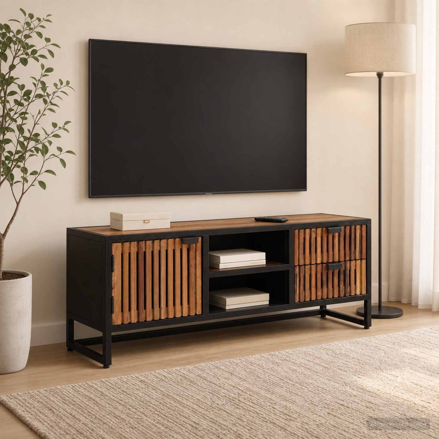 TV-skap 105 x 30 x 40 cm Massivt mango tre og konstruert tre