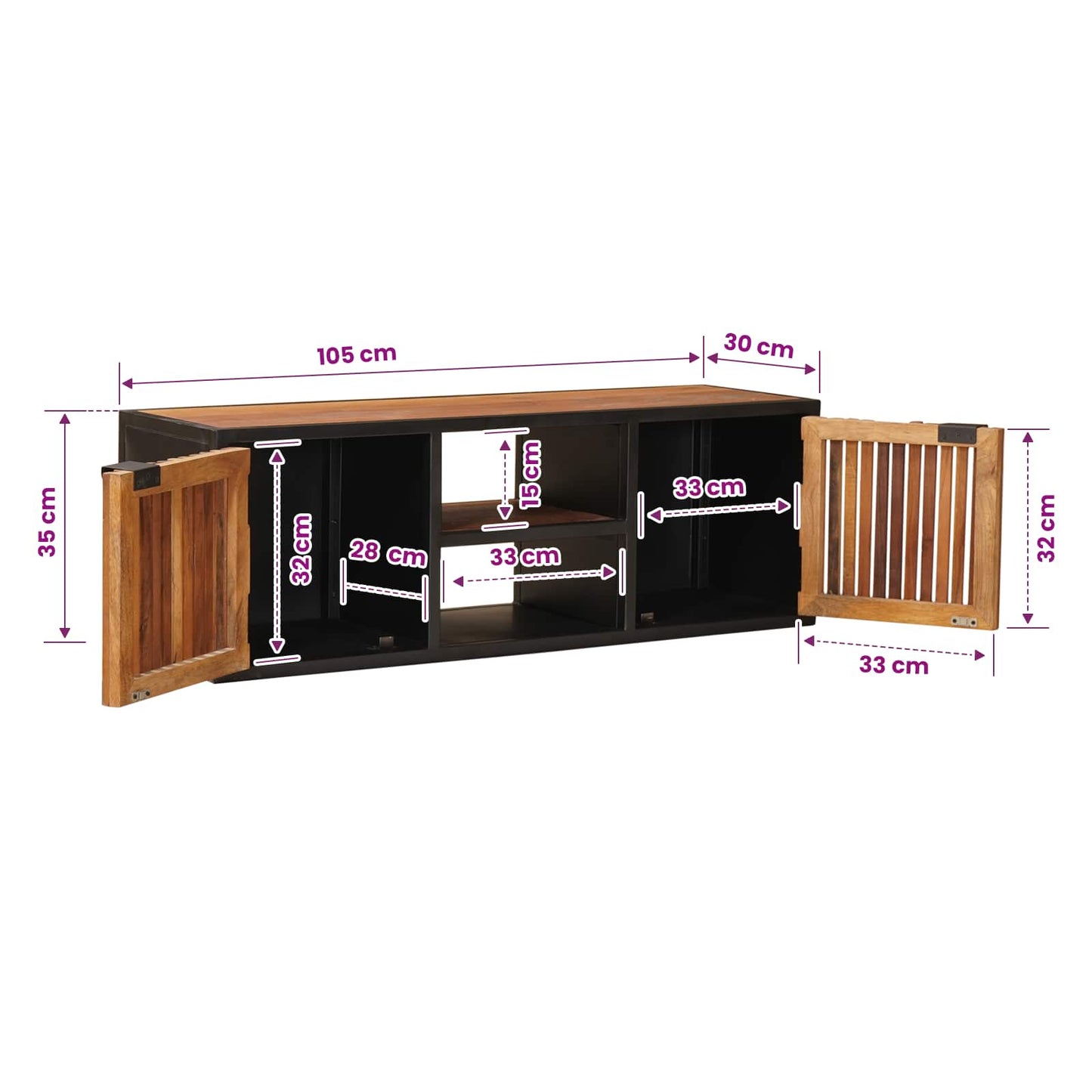 TV-skap 105 x 30 x 35 cm Massivt mango tre og konstruert tre