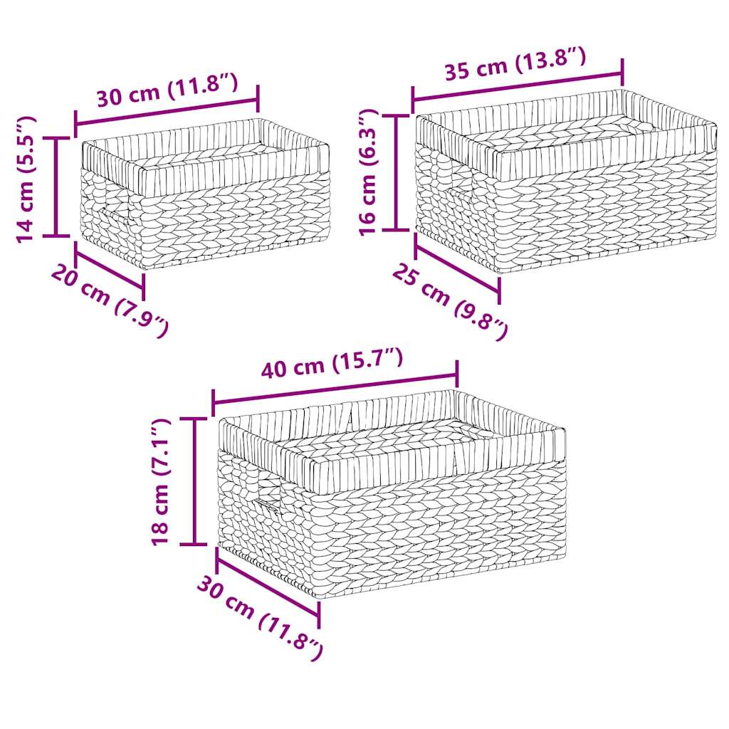 Oppbevaringskurver 3 pcs Naturlig Vannhyasint